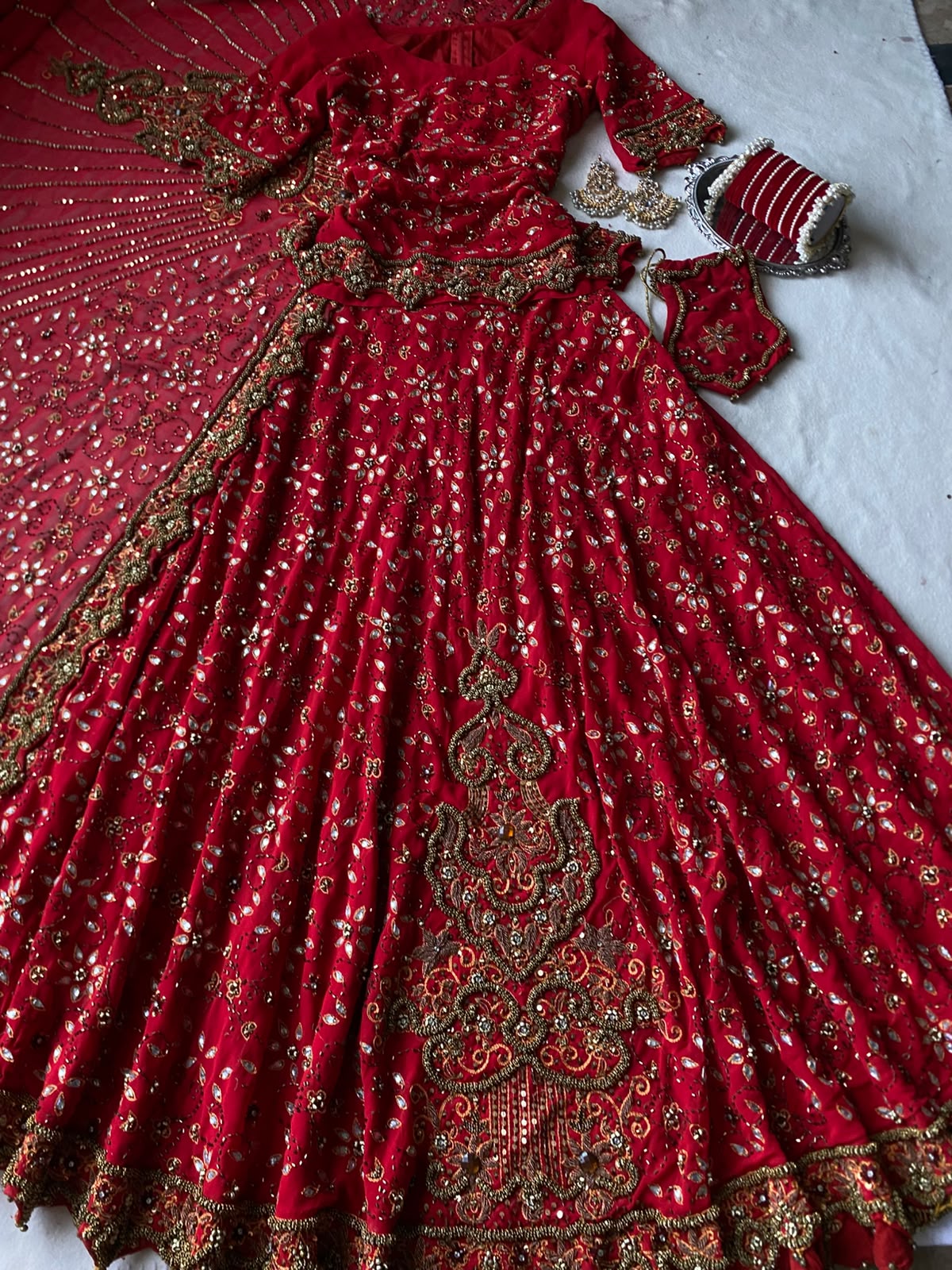Laal Sitara - Vintage Mirrorwork Lehenge
